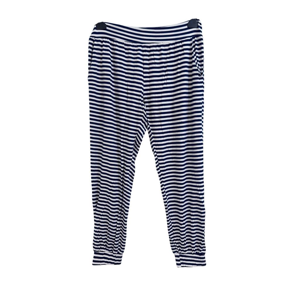 AVA SKY Fighting Eel Navy & White Striped Cropped Pants M (1380)